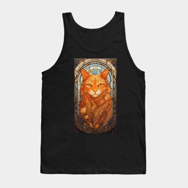 Golden Art Nouveau Cat Tank Top by Suztv